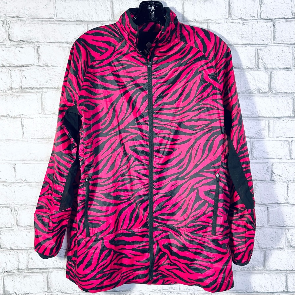 Rise By LuLaRoe | Pink with Black Zebra Stripes Warm Up Jacket // S